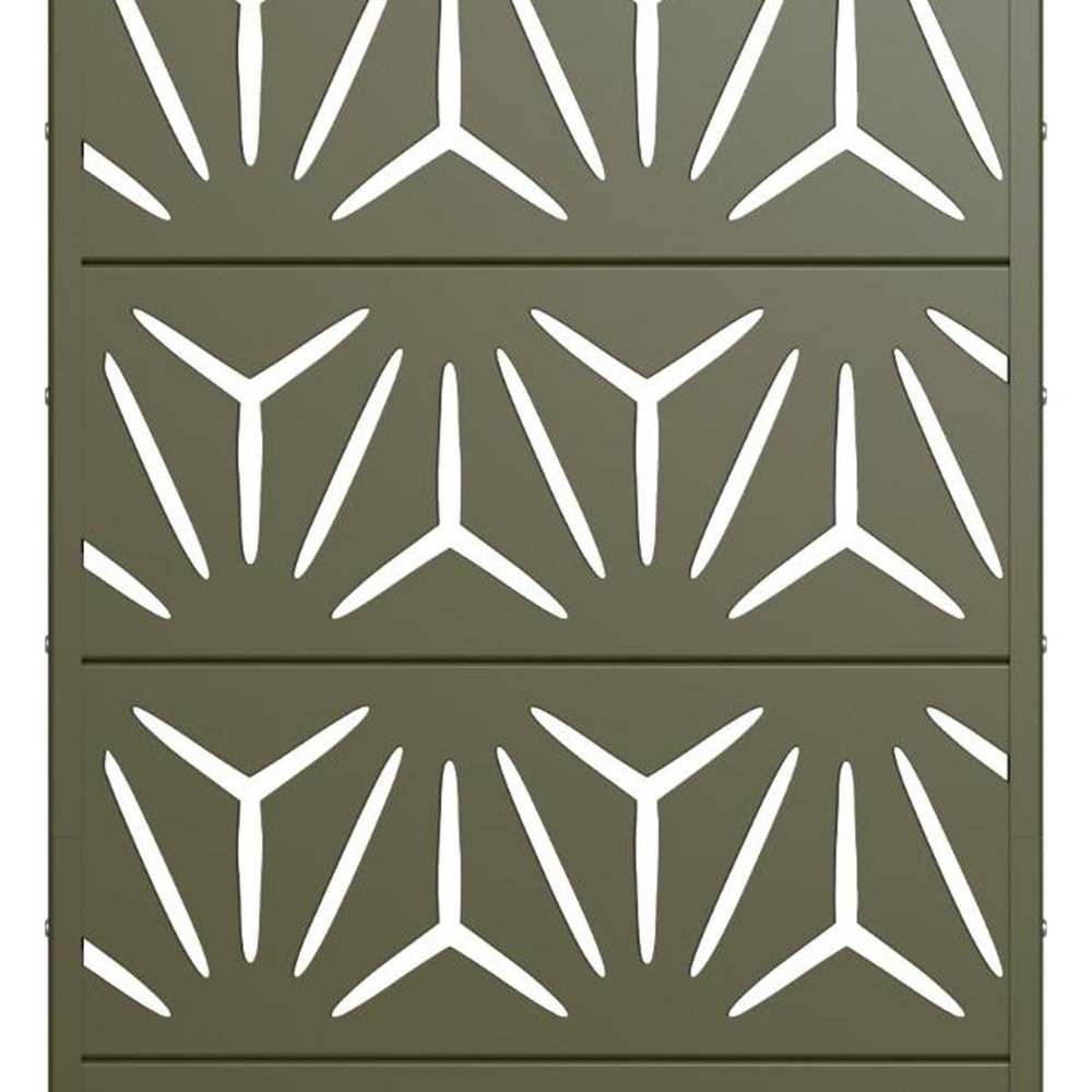 60" Gray Geometric Steel Five Panel Outdoor Privacy Screen — view 2