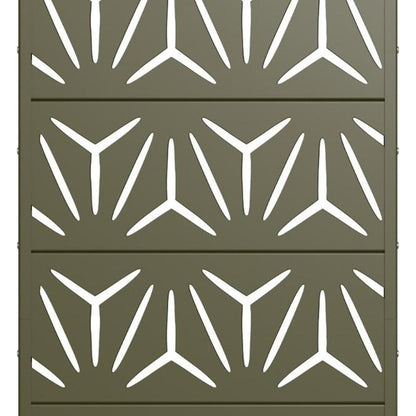 60" Gray Geometric Steel Five Panel Outdoor Privacy Screen HomeRoots