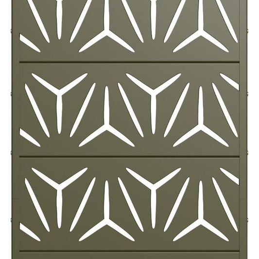 60" Gray Geometric Steel Five Panel Outdoor Privacy Screen