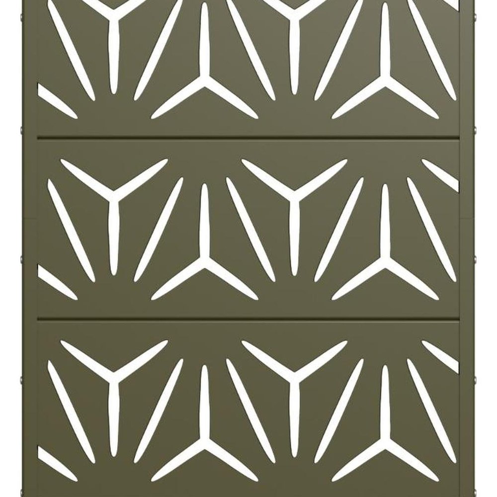 60" Gray Geometric Steel Five Panel Outdoor Privacy Screen — view 3