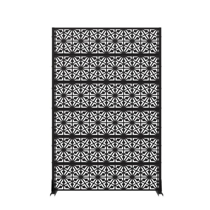 72" Black Geometric Steel Six Panel Outdoor Privacy Screen HomeRoots