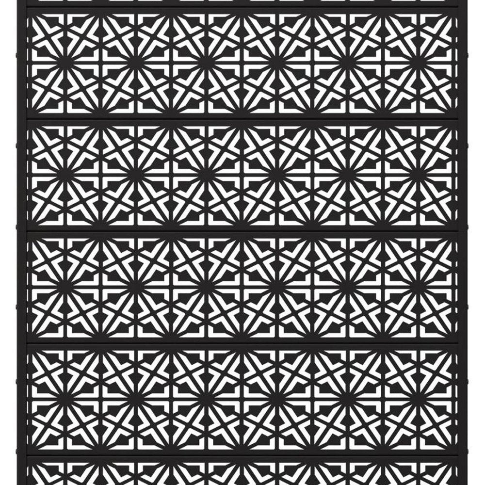 72" Black Geometric Steel Six Panel Outdoor Privacy Screen HomeRoots
