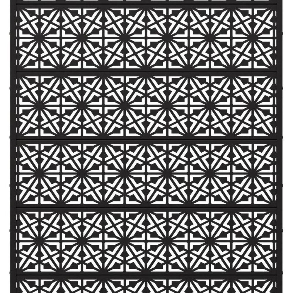 72" Black Geometric Steel Six Panel Outdoor Privacy Screen — view 3