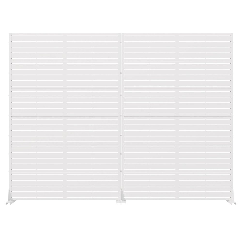 Set Of Two White Geometric Steel 12 Outdoor Privacy Screen HomeRoots