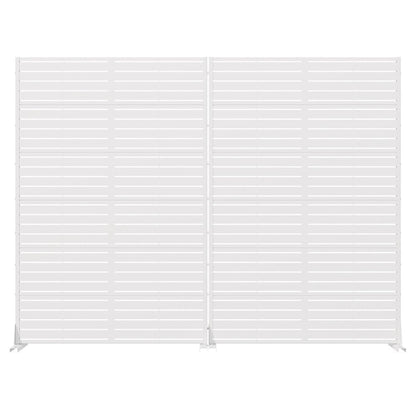 Set Of Two White Geometric Steel 12 Outdoor Privacy Screen HomeRoots