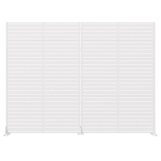 Set Of Two White Geometric Steel 12 Outdoor Privacy Screen