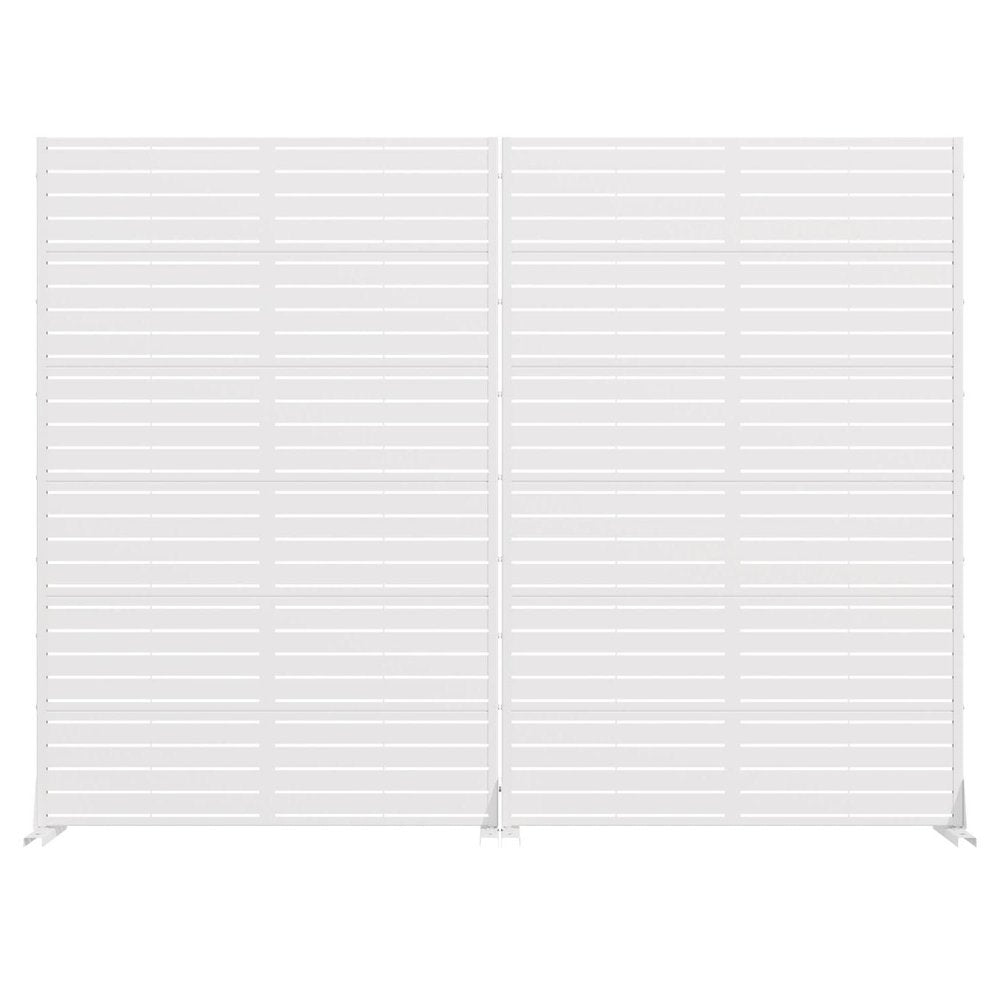 Set Of Two White Geometric Steel 12 Outdoor Privacy Screen — view 3