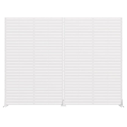 Set Of Two White Geometric Steel 12 Outdoor Privacy Screen