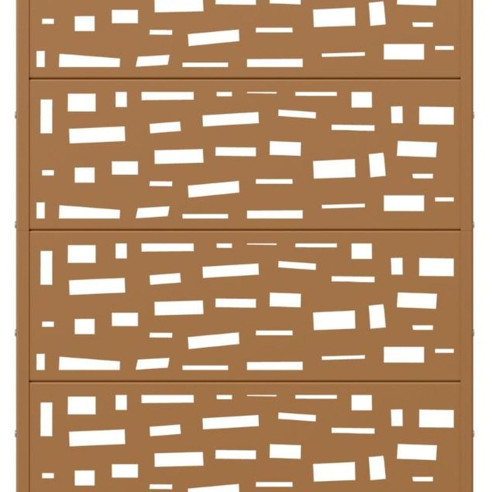 72" Brown Geometric Steel Six Panel Outdoor Privacy Screen HomeRoots