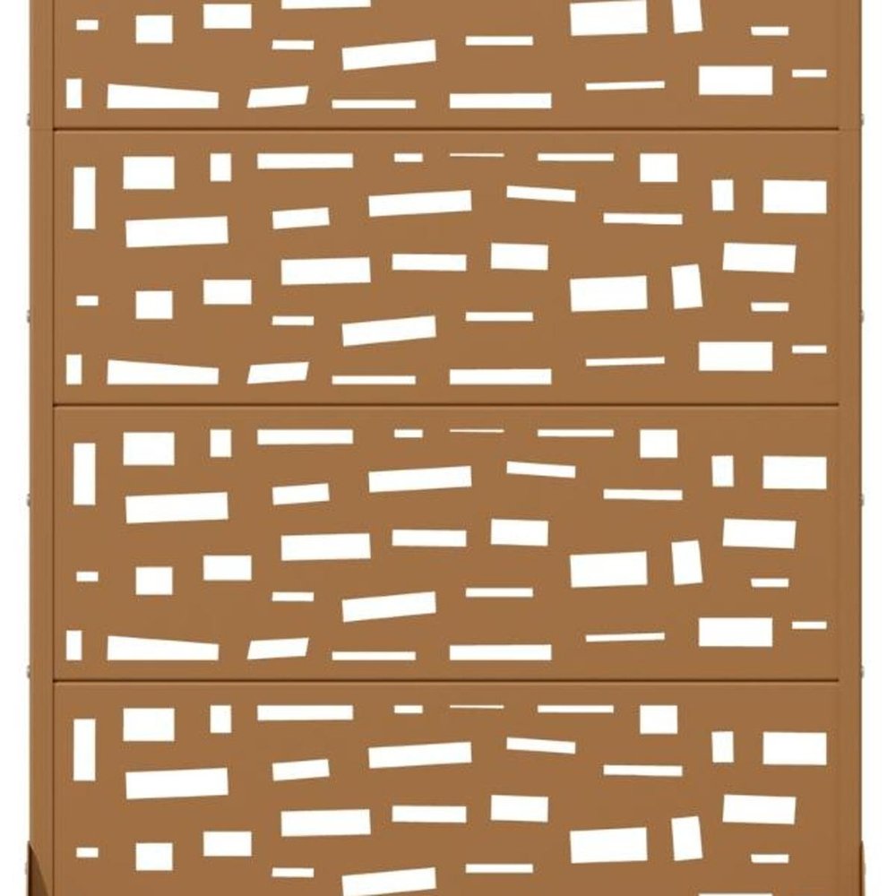 72" Brown Geometric Steel Six Panel Outdoor Privacy Screen HomeRoots