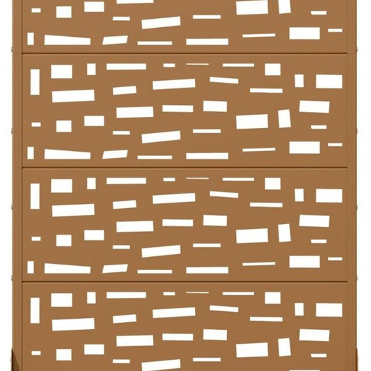 72" Brown Geometric Steel Six Panel Outdoor Privacy Screen