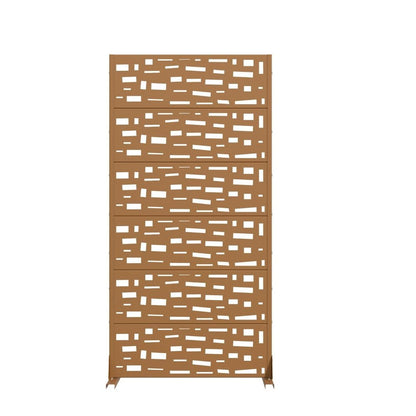72" Brown Geometric Steel Six Panel Outdoor Privacy Screen HomeRoots