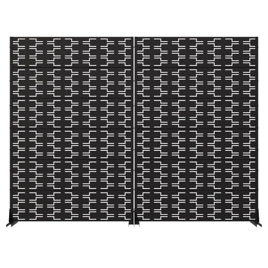 Set Of Two Black Geometric Steel 12 Outdoor Privacy Screen