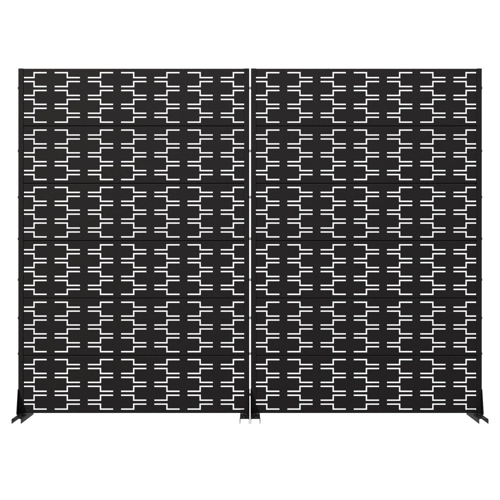 Set Of Two Black Geometric Steel 12 Outdoor Privacy Screen — view 1