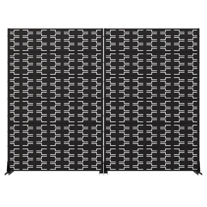 Set Of Two Black Geometric Steel 12 Outdoor Privacy Screen HomeRoots