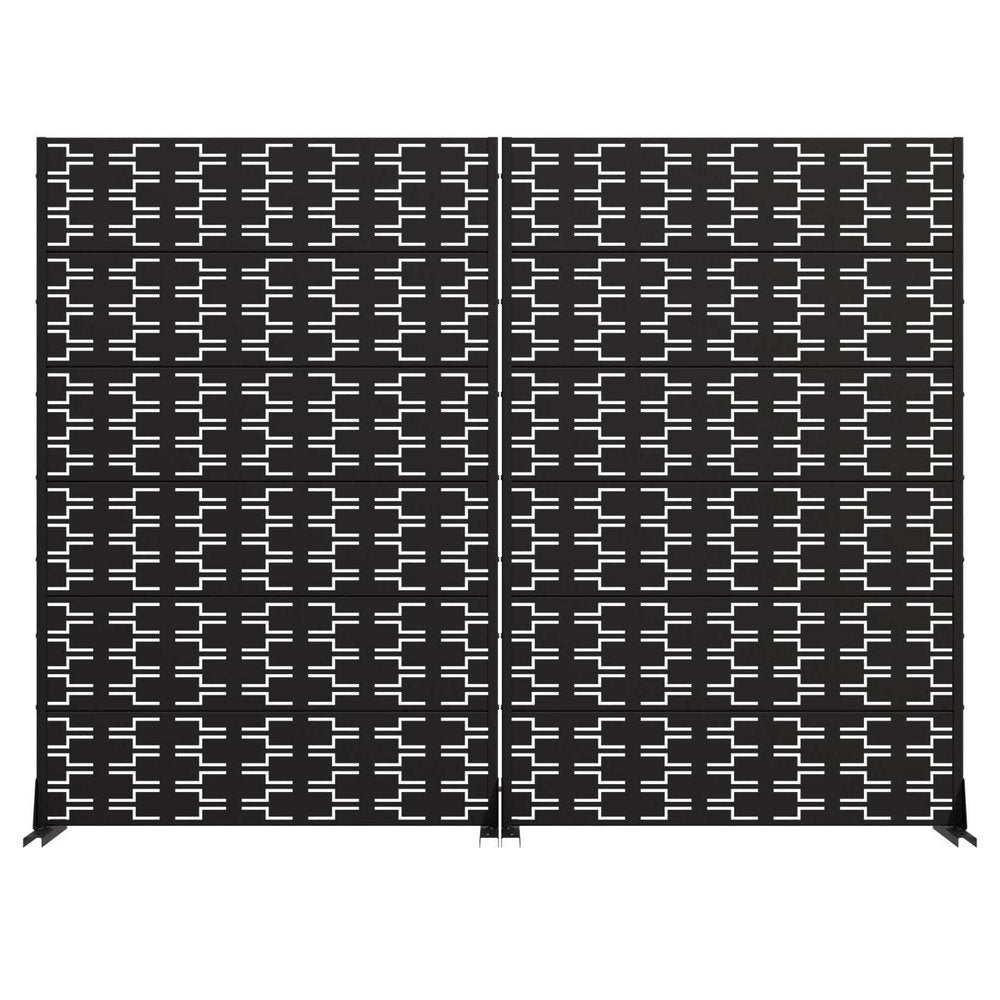 Set Of Two Black Geometric Steel 12 Outdoor Privacy Screen HomeRoots