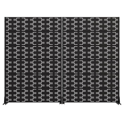Set Of Two Black Geometric Steel 12 Outdoor Privacy Screen HomeRoots