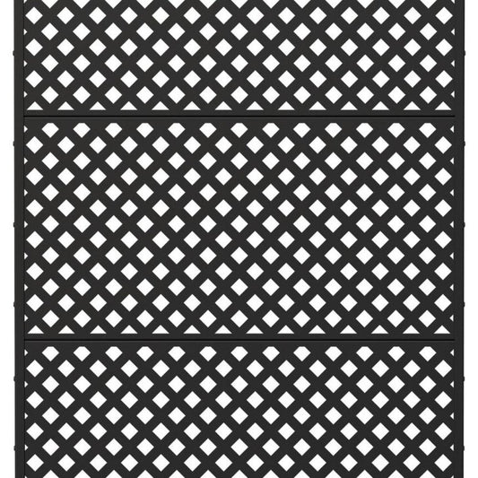 72" Black Geometric Steel Three Panel Outdoor Privacy Screen