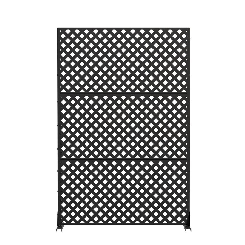 72" Black Geometric Steel Three Panel Outdoor Privacy Screen — view 4