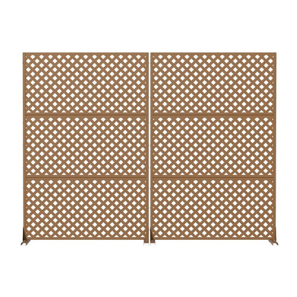 Set Of Two Brown Geometric Steel Six Panel Outdoor Privacy Screen HomeRoots