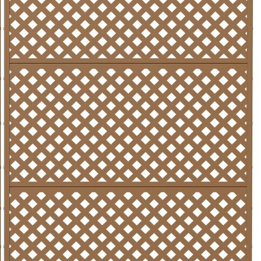 Set Of Two Brown Geometric Steel Six Panel Outdoor Privacy Screen