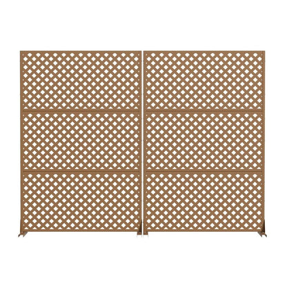 Set Of Two Brown Geometric Steel Six Panel Outdoor Privacy Screen HomeRoots