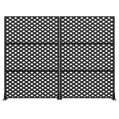 Set Of Two Black Geometric Steel Six Panel Outdoor Privacy Screen HomeRoots