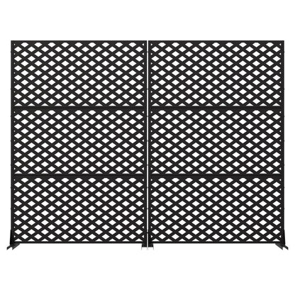 Set Of Two Black Geometric Steel Six Panel Outdoor Privacy Screen HomeRoots