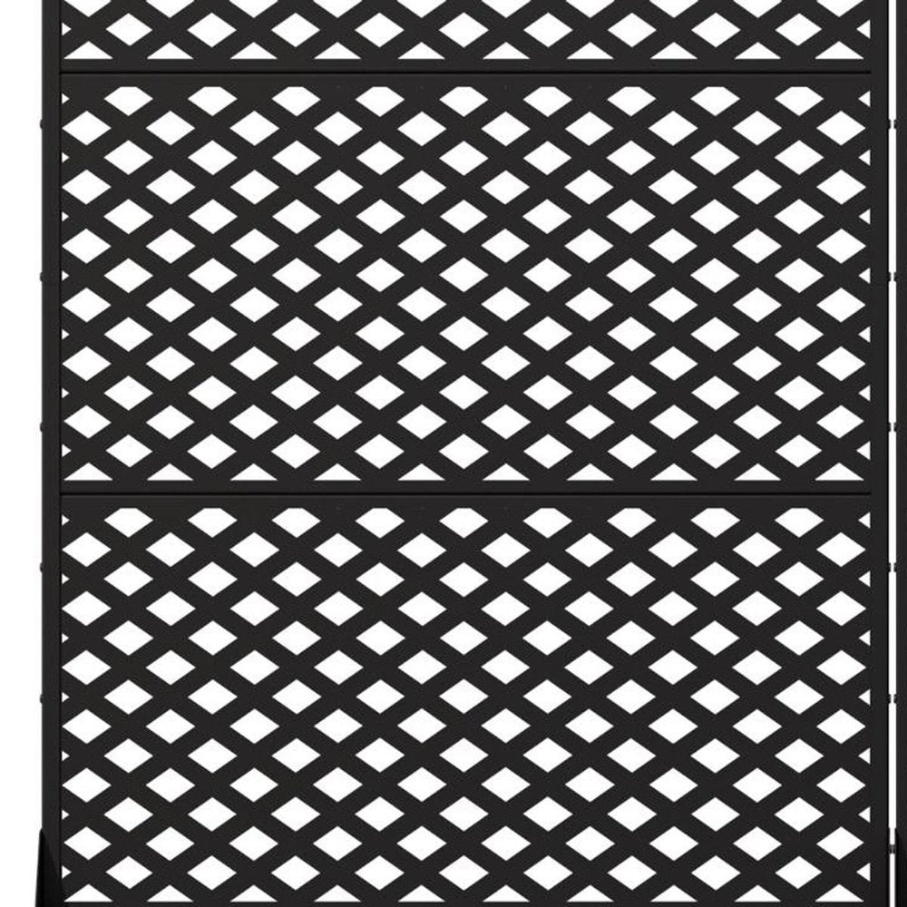 Set Of Two Black Geometric Steel Six Panel Outdoor Privacy Screen HomeRoots