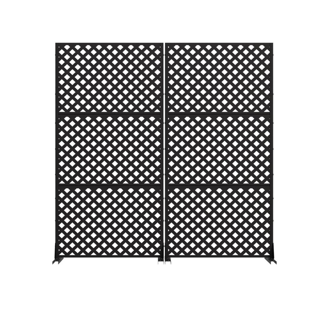 Set Of Two Black Geometric Steel Six Panel Outdoor Privacy Screen — view 4