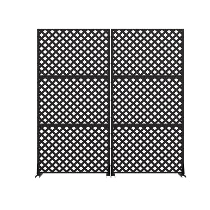 Set Of Two Black Geometric Steel Six Panel Outdoor Privacy Screen HomeRoots