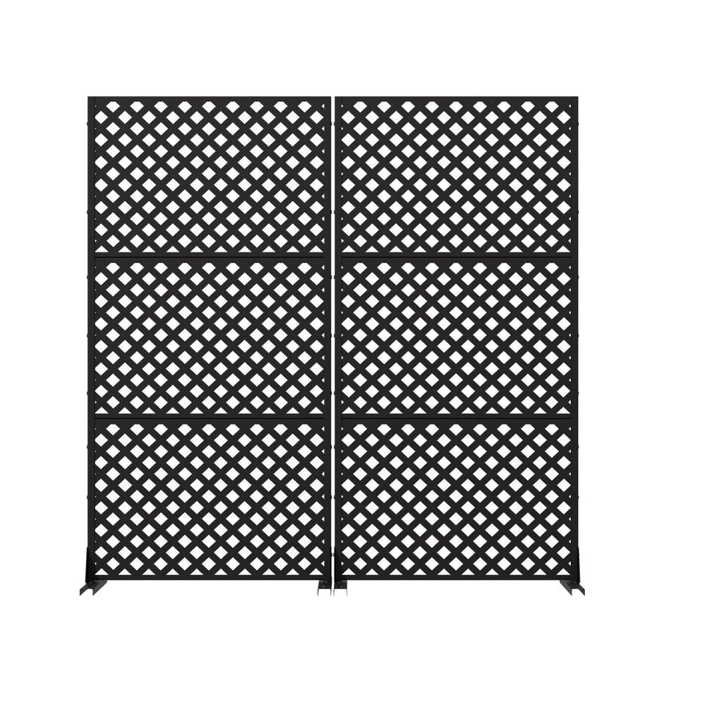 Set Of Two Black Geometric Steel Six Panel Outdoor Privacy Screen HomeRoots