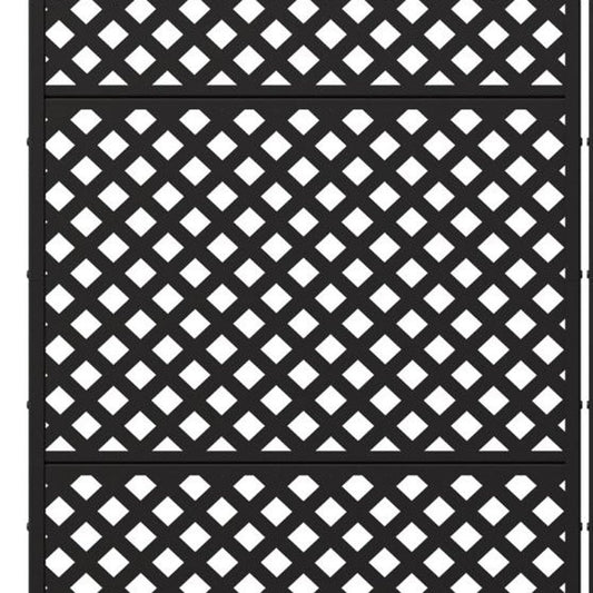Set Of Two Black Geometric Steel Six Panel Outdoor Privacy Screen