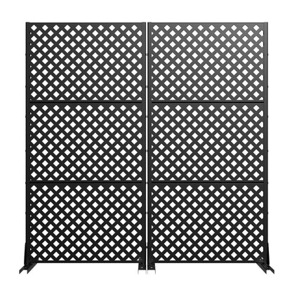 Set Of Two Black Geometric Steel Ten Panel Outdoor Privacy Screen HomeRoots
