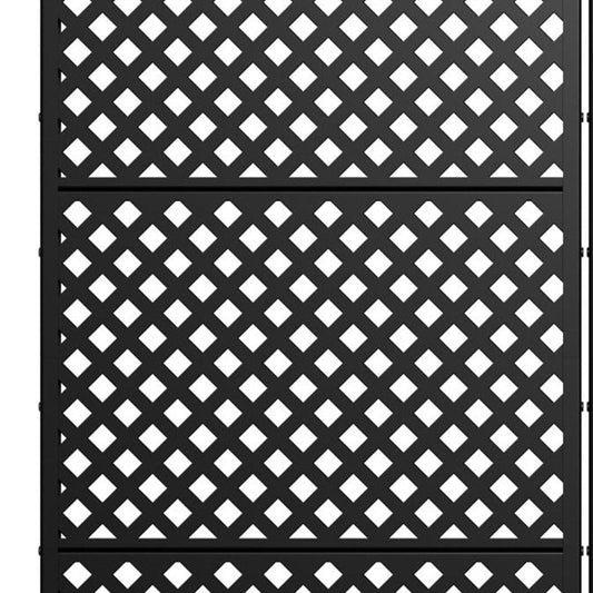 Set Of Two Black Geometric Steel Ten Panel Outdoor Privacy Screen
