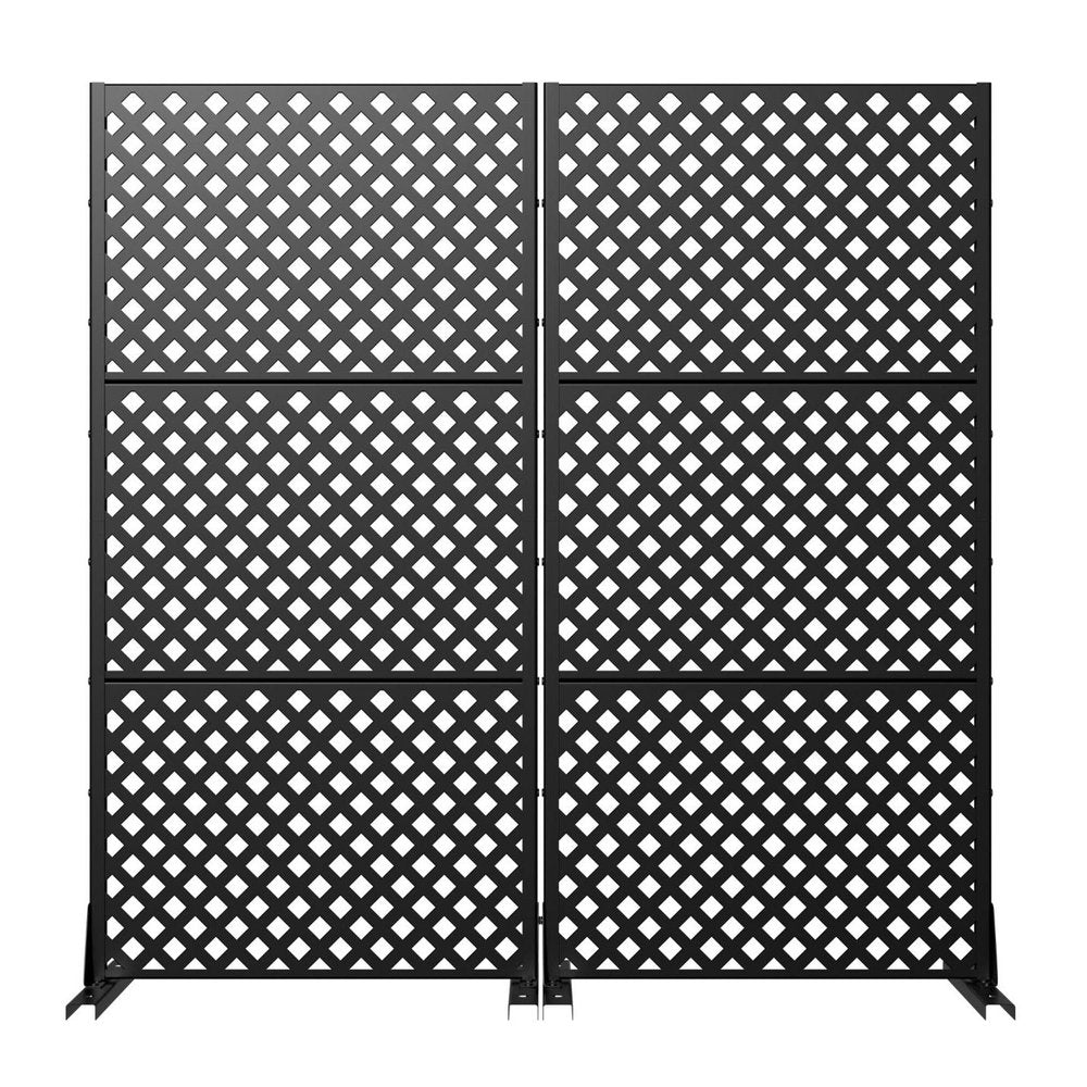 Set Of Two Black Geometric Steel Ten Panel Outdoor Privacy Screen — view 4