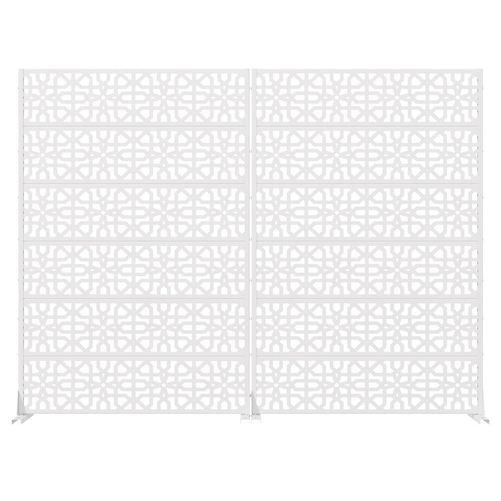 Set Of Two White Geometric Steel 12 Outdoor Privacy Screen — view 1