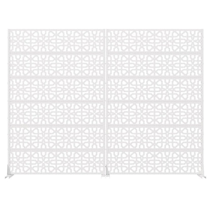 Set Of Two White Geometric Steel 12 Outdoor Privacy Screen HomeRoots