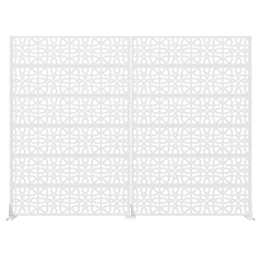 Set Of Two White Geometric Steel 12 Outdoor Privacy Screen