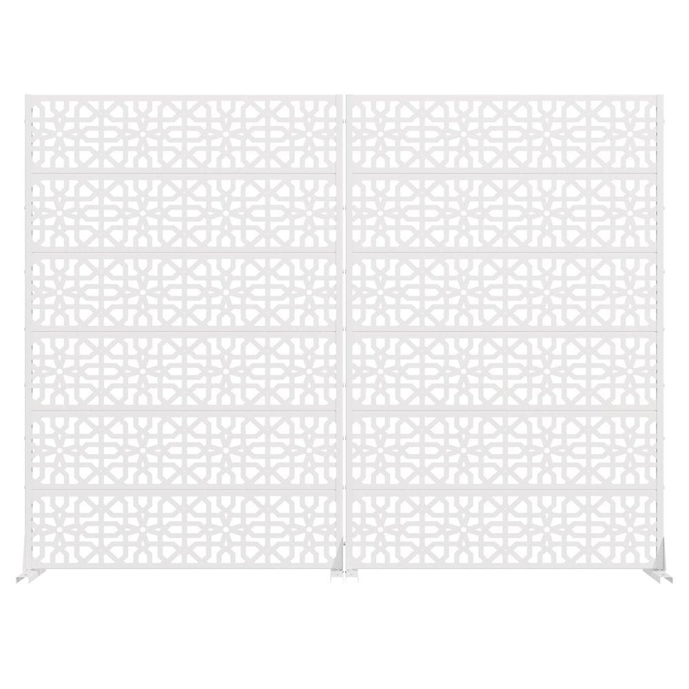 Set Of Two White Geometric Steel 12 Outdoor Privacy Screen HomeRoots