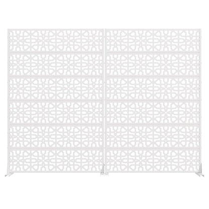 Set Of Two White Geometric Steel 12 Outdoor Privacy Screen HomeRoots