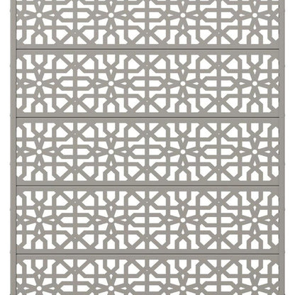72" Gray Geometric Steel Six Panel Outdoor Privacy Screen