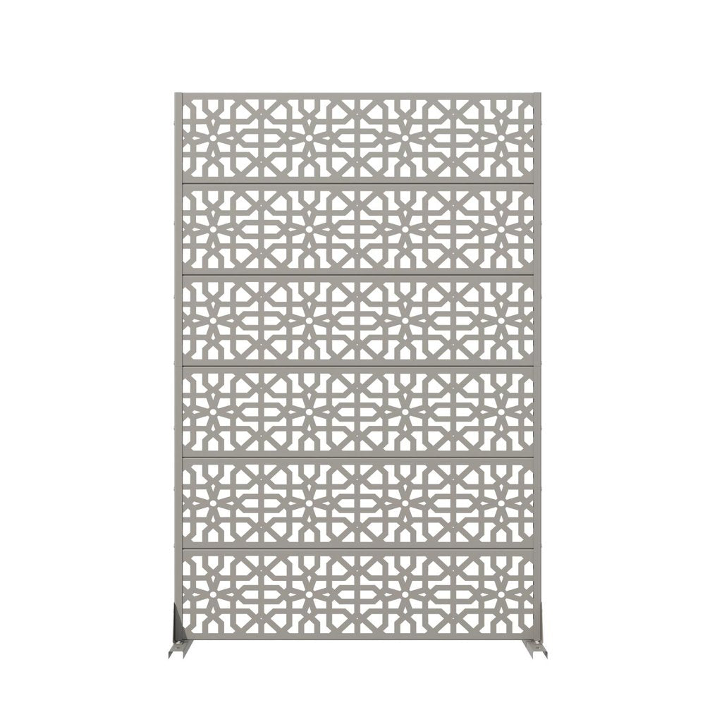 72" Gray Geometric Steel Six Panel Outdoor Privacy Screen — view 1