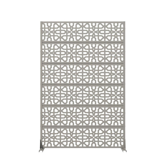 72" Gray Geometric Steel Six Panel Outdoor Privacy Screen
