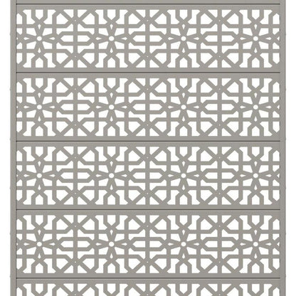 72" Gray Geometric Steel Six Panel Outdoor Privacy Screen