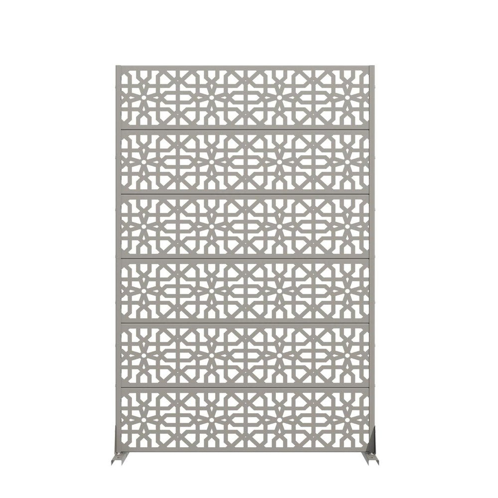 72" Gray Geometric Steel Six Panel Outdoor Privacy Screen HomeRoots