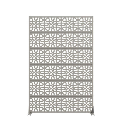 72" Gray Geometric Steel Six Panel Outdoor Privacy Screen