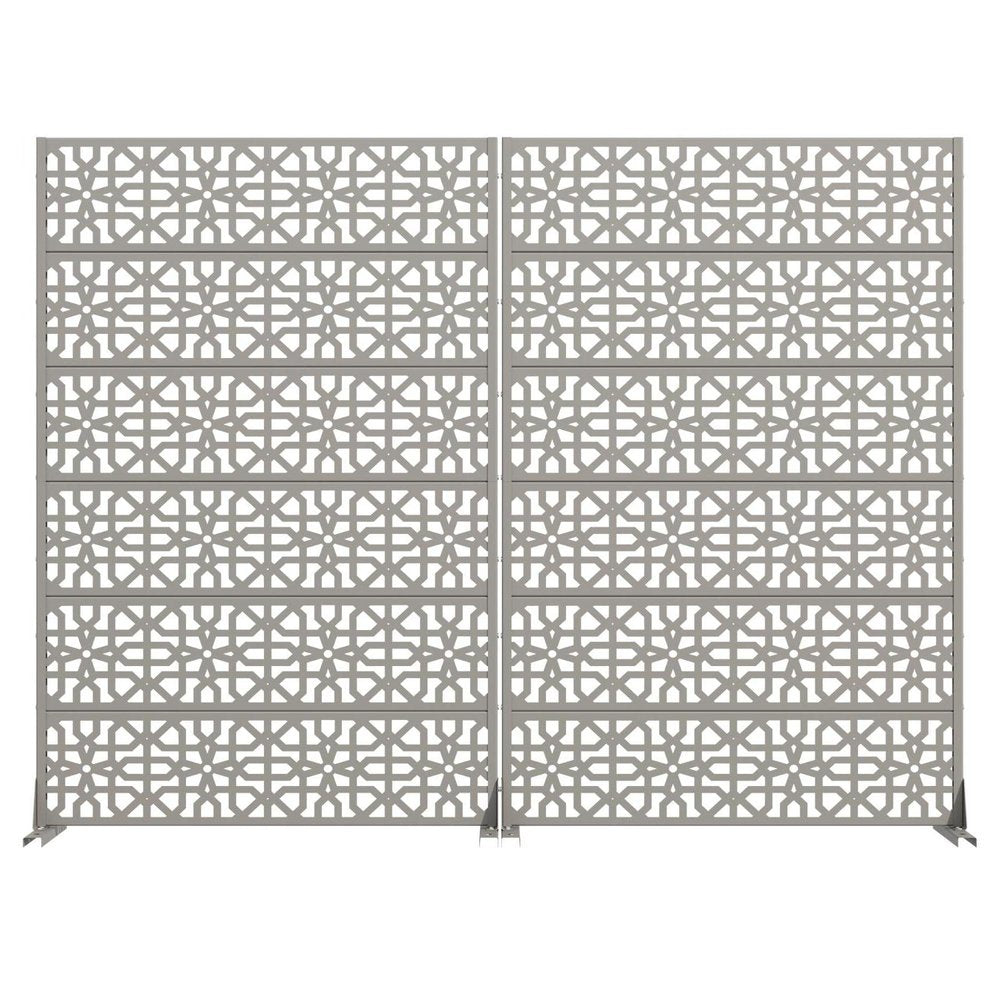 Set Of Two Gray Geometric Steel 12 Outdoor Privacy Screen HomeRoots