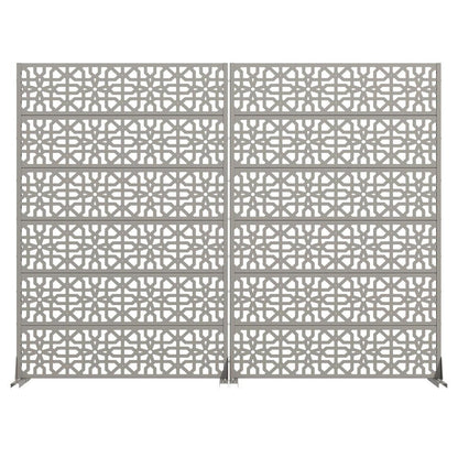 Set Of Two Gray Geometric Steel 12 Outdoor Privacy Screen HomeRoots