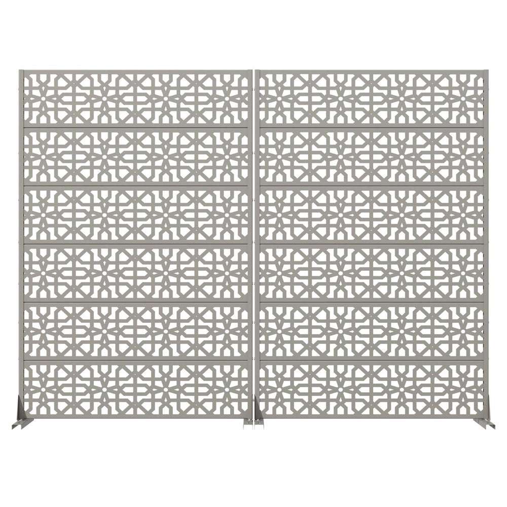 Set Of Two Gray Geometric Steel 12 Outdoor Privacy Screen — view 1